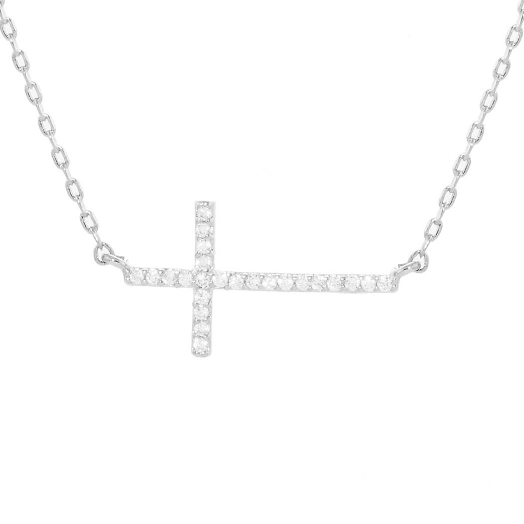 CZ Gold-Dipped Cross Necklace