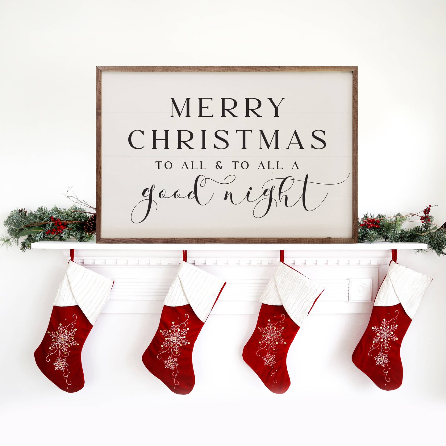 Merry Christmas Script Good Night White | 8 x 5 x 1.5