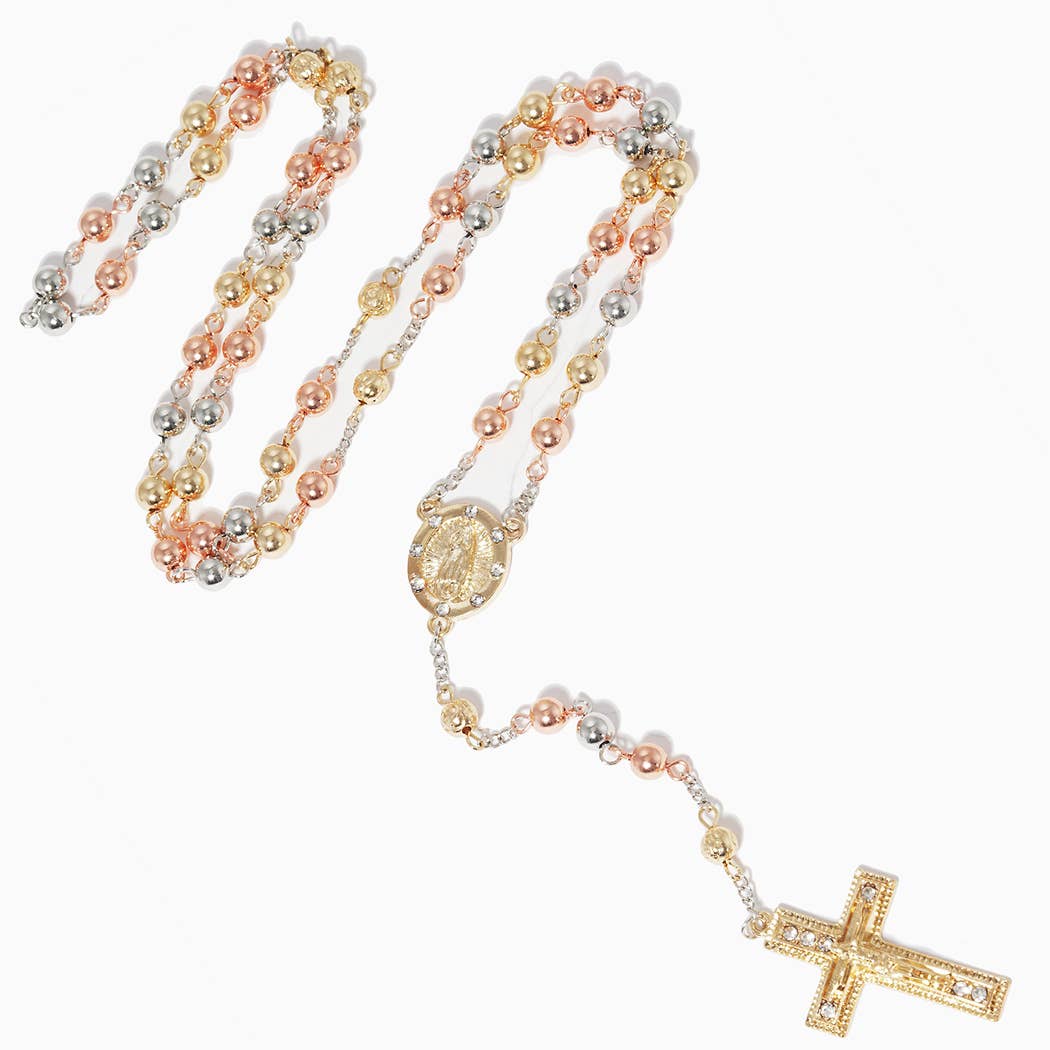 Gold-Dipped Rosary Necklace