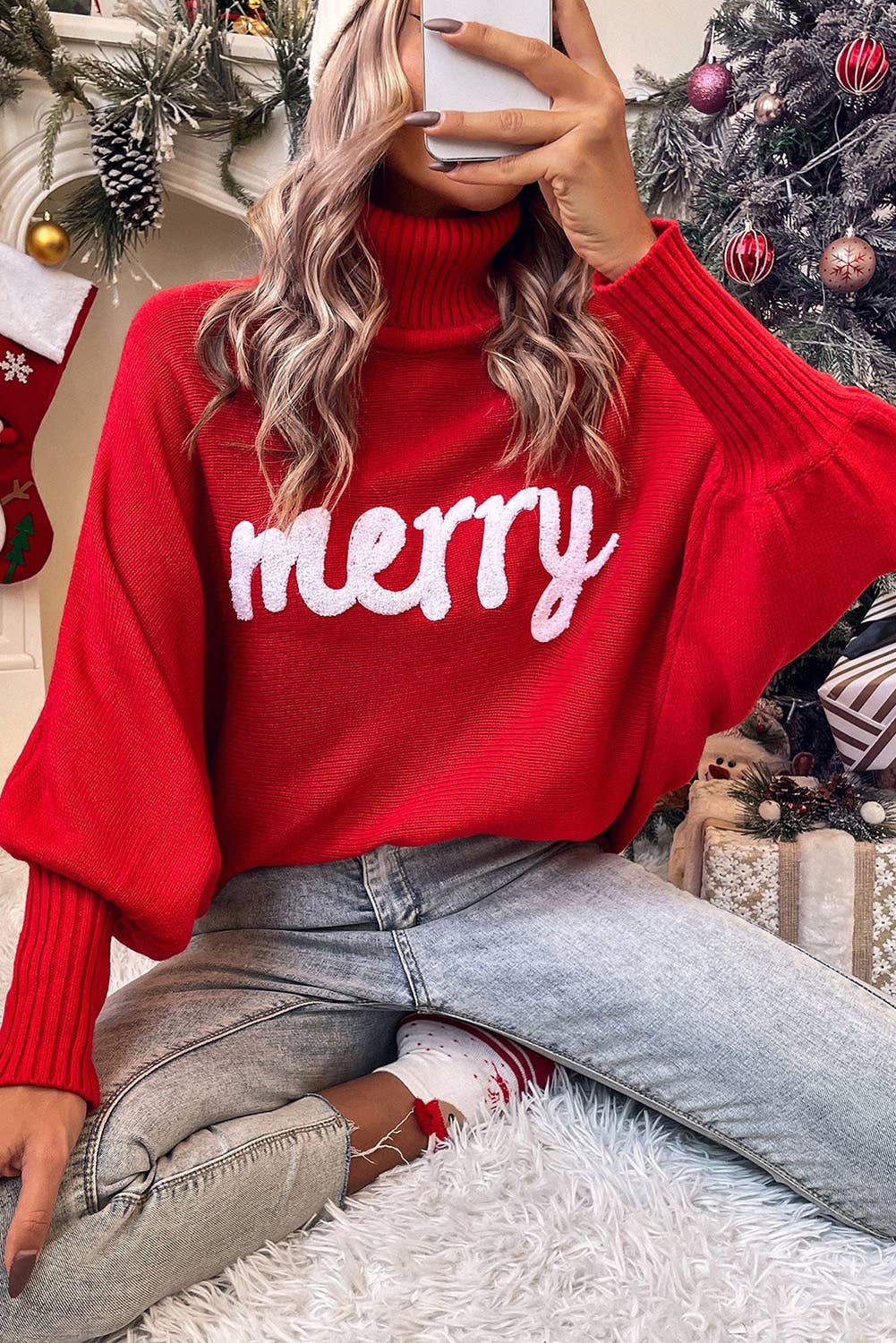 Merry Letter High Neck Sweater