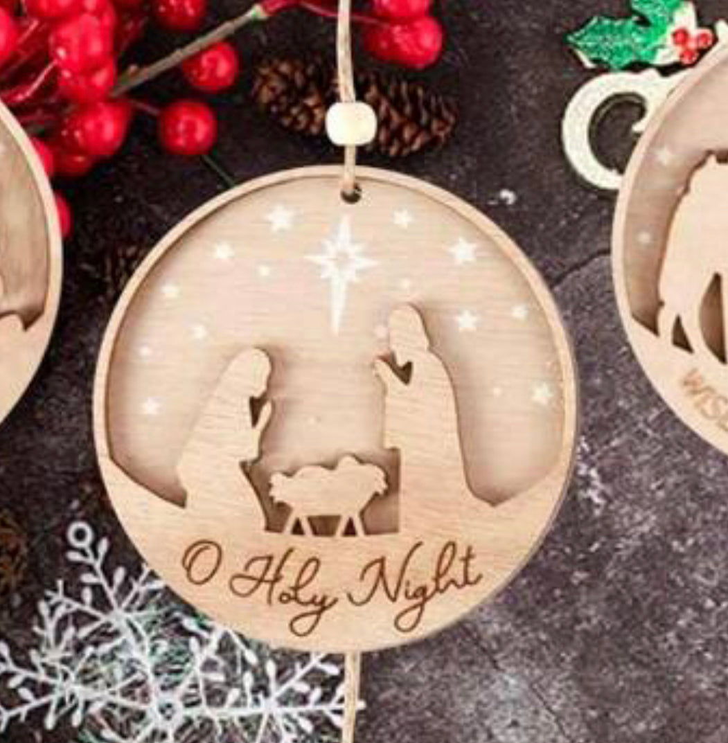 O Holy Night Wood Ornament