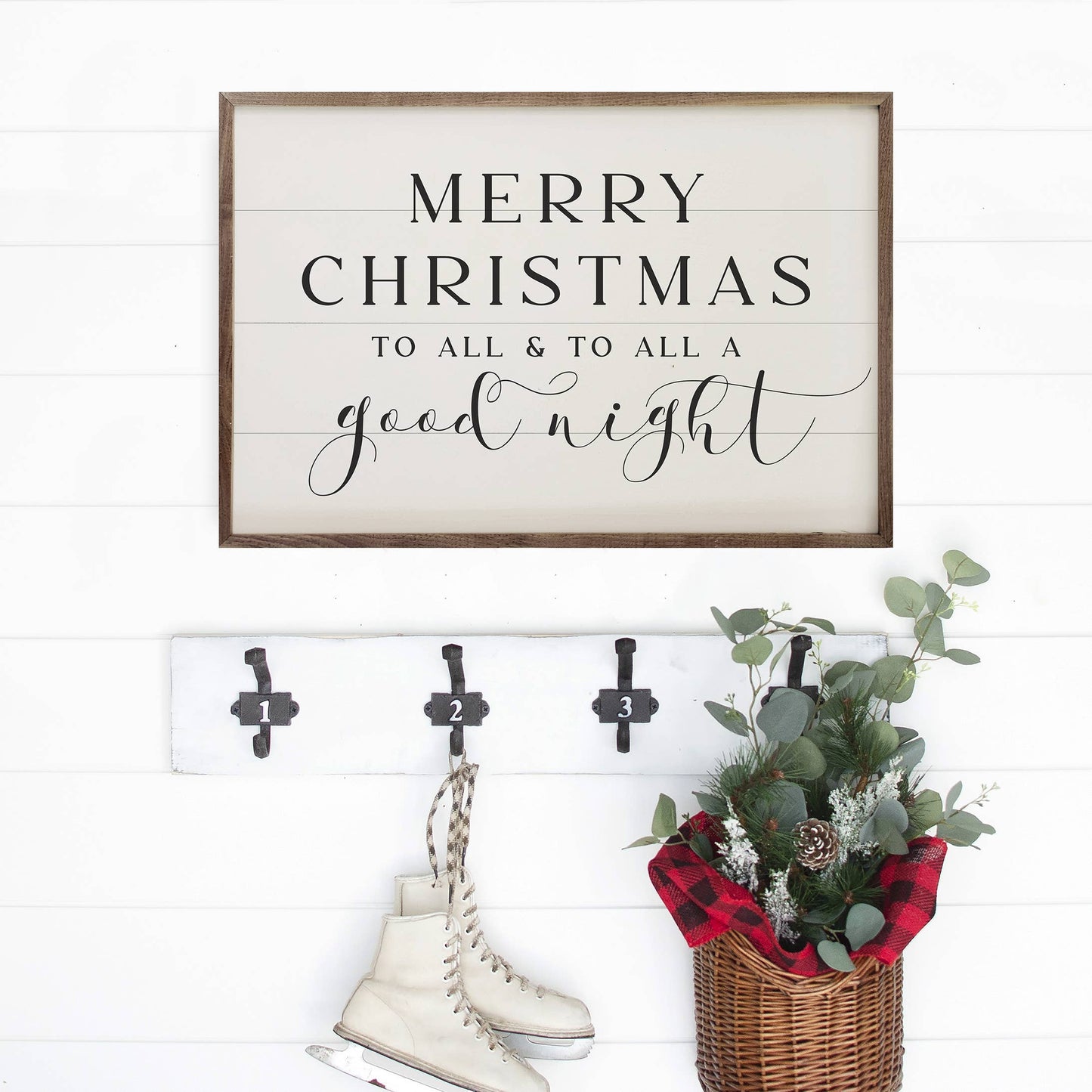 Merry Christmas Script Good Night White | 8 x 5 x 1.5