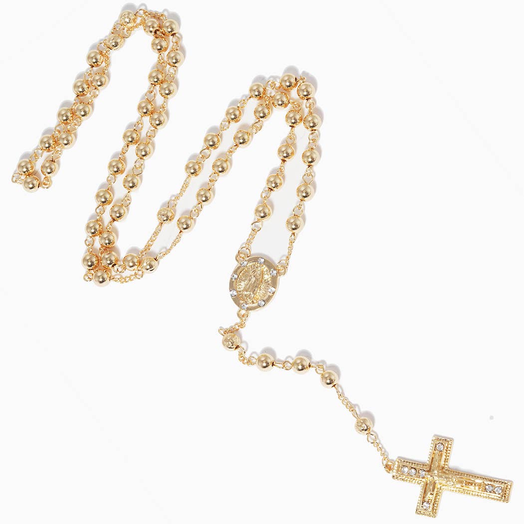 Gold-Dipped Rosary Necklace