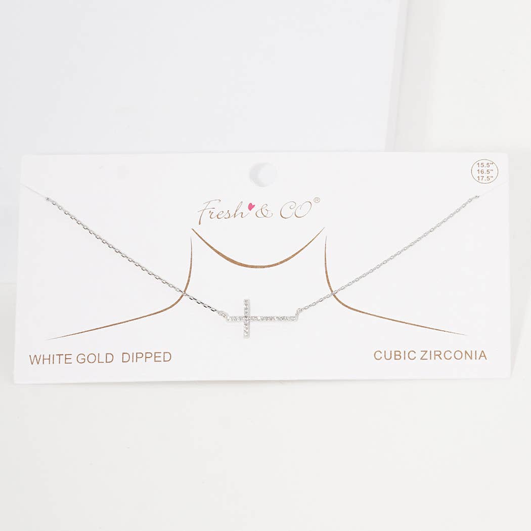 CZ Gold-Dipped Cross Necklace