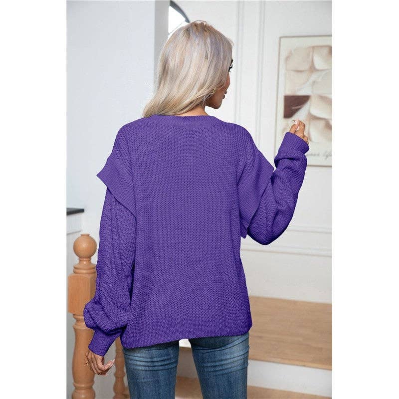 Layered Sleeve Sweater | Purple
