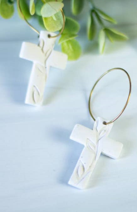Floral Cross Hoops