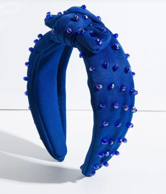 Blue Crystal Knotted Headband