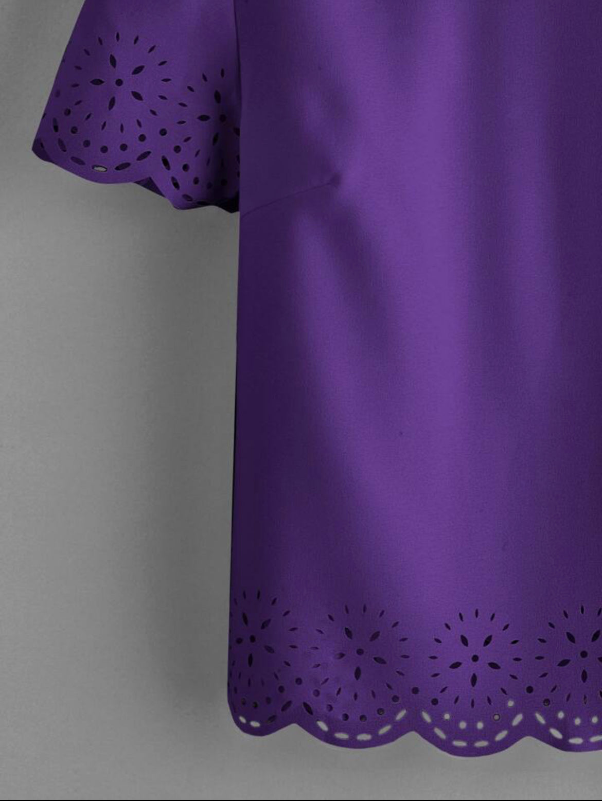 Purple Eyelet Scalloped Blouse