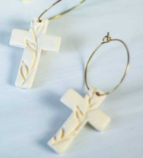Floral Cross Hoops