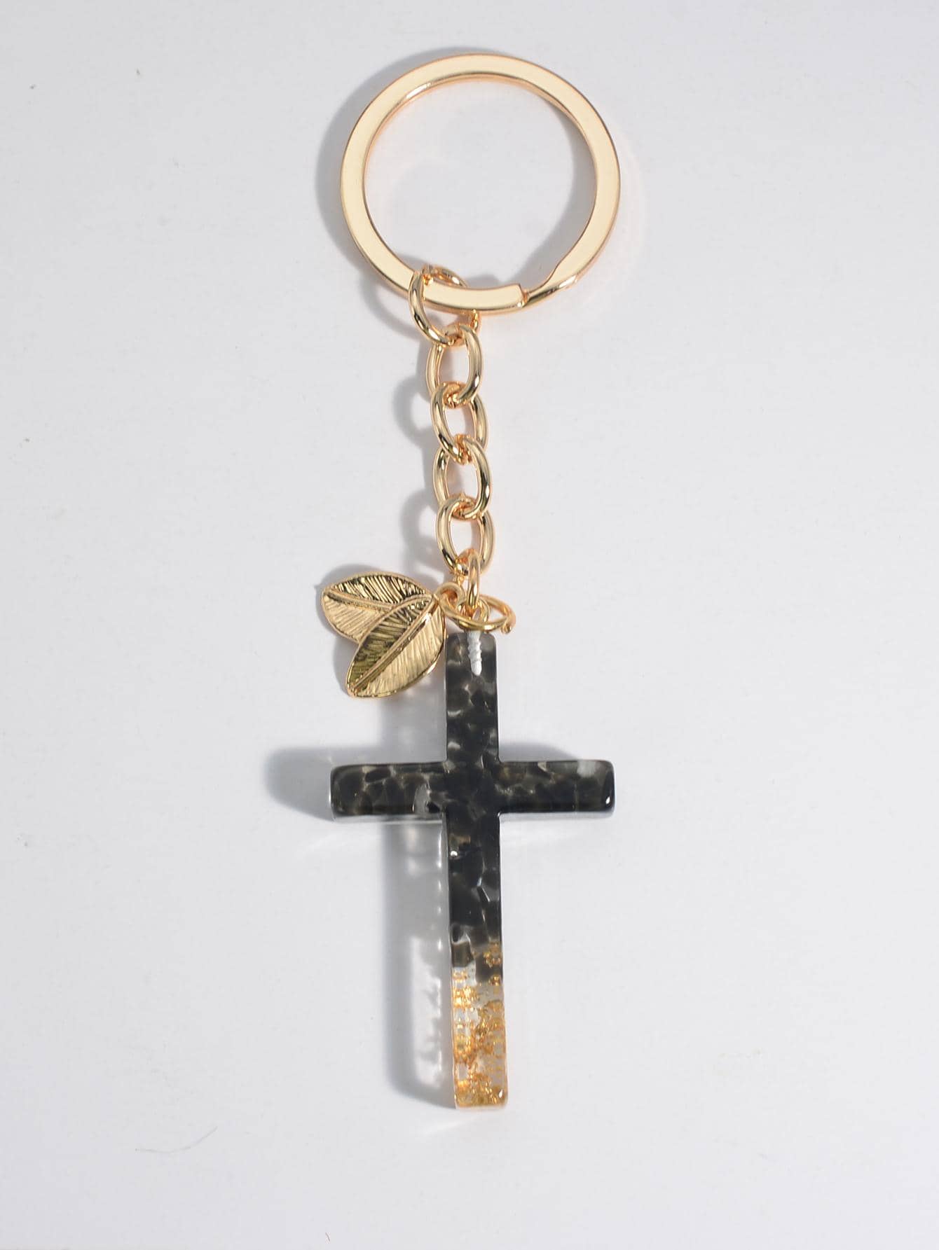 Cross & Leaf Keychain