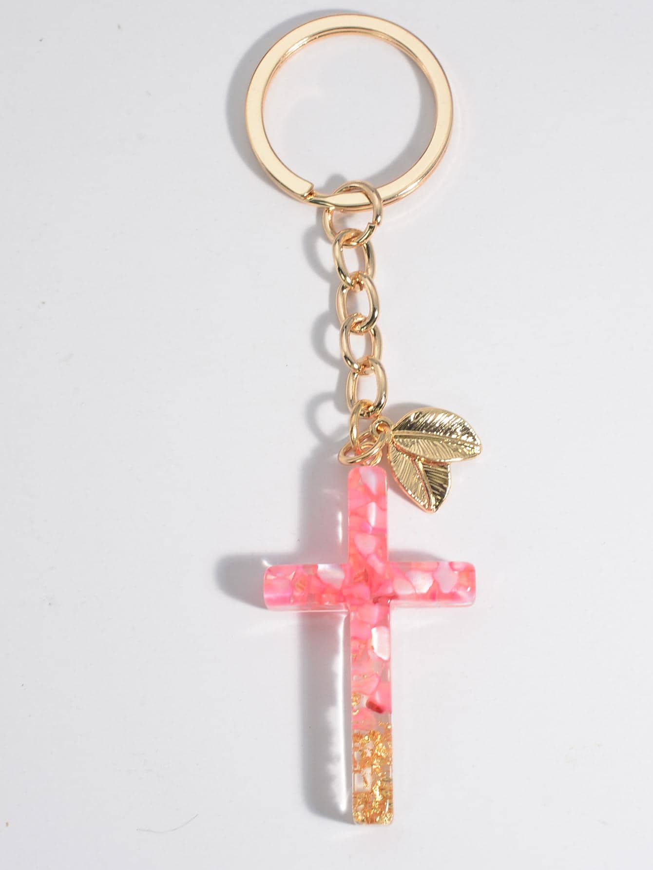 Cross & Leaf Keychain