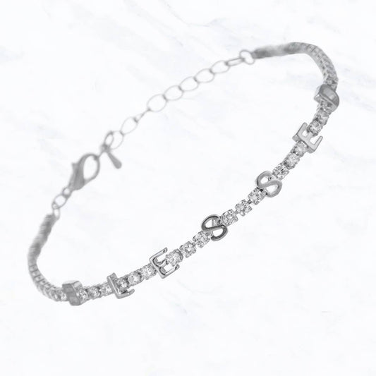 BLESSED Metal and Clear Bracelet | Silver
