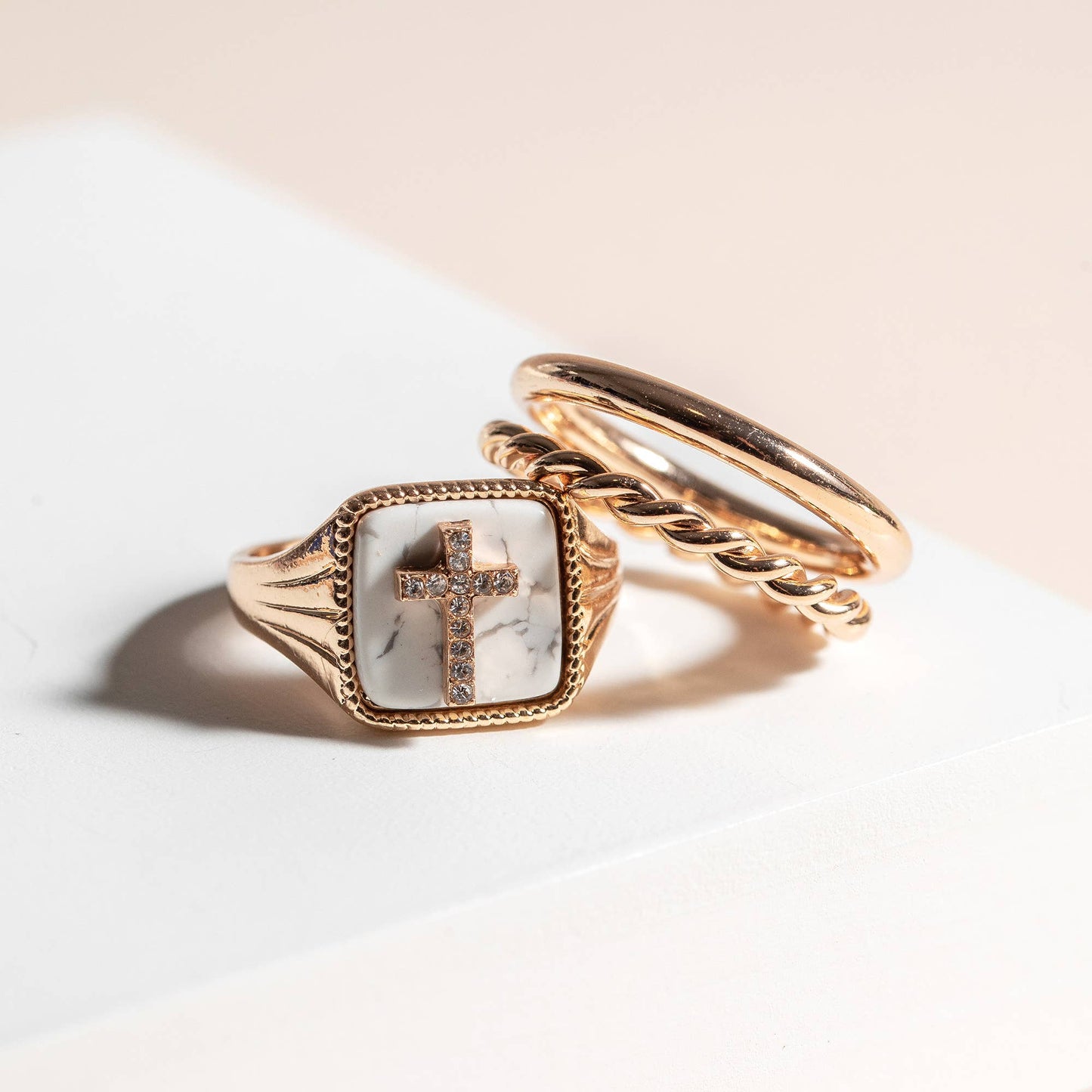 Cross CZ Ring Set