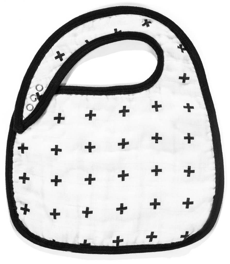 Organic Cotton Muslin Bib - Swiss Cross