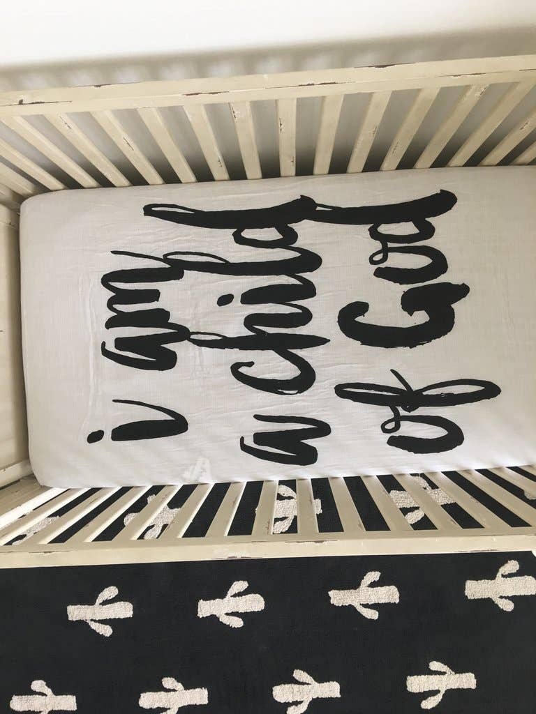Organic Crib Sheet - I Am A Child Of God