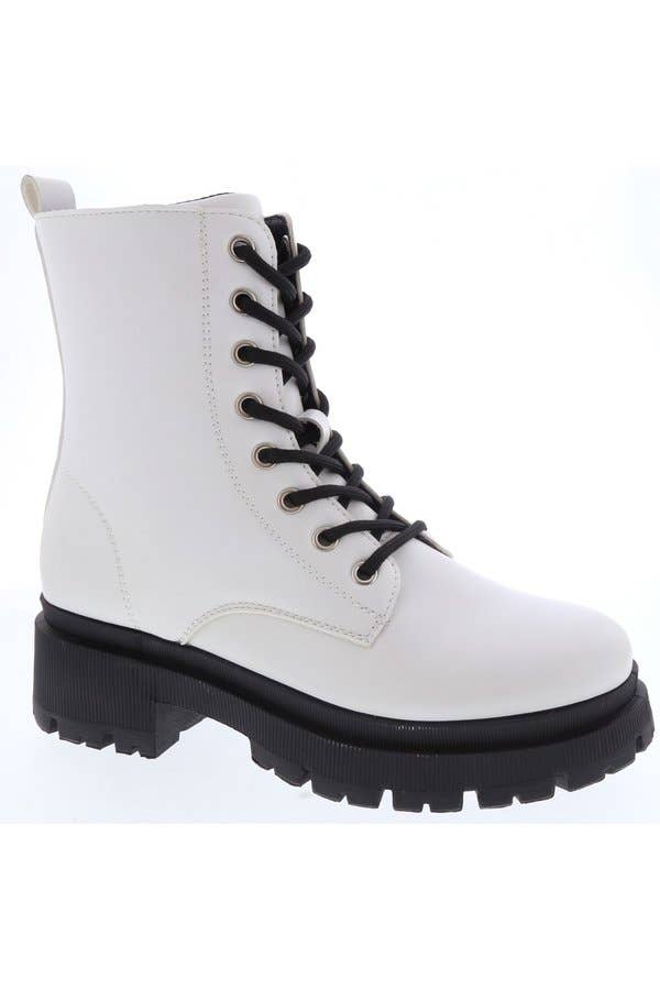 Cynthia White Combat Boots