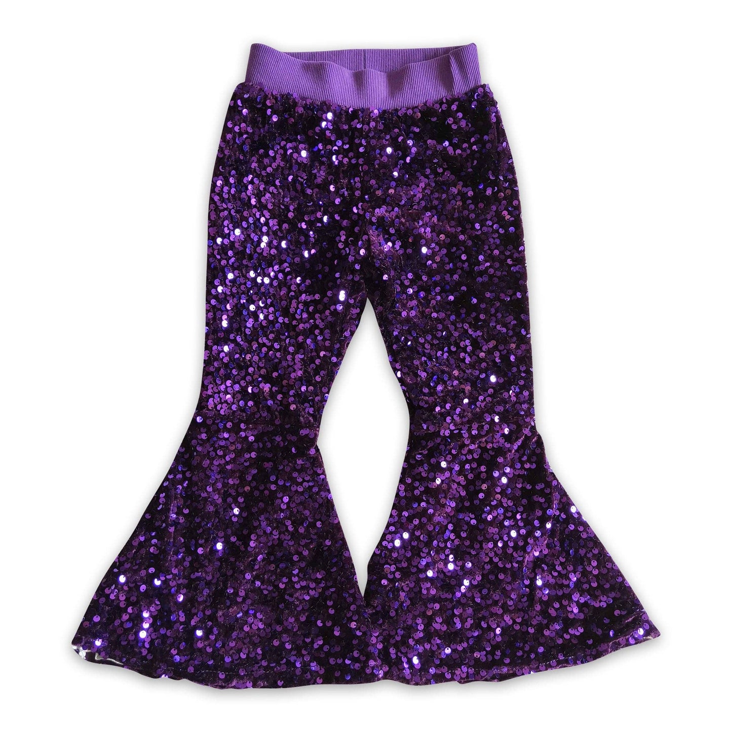 Sequin Bell Bottom Pants | Purple