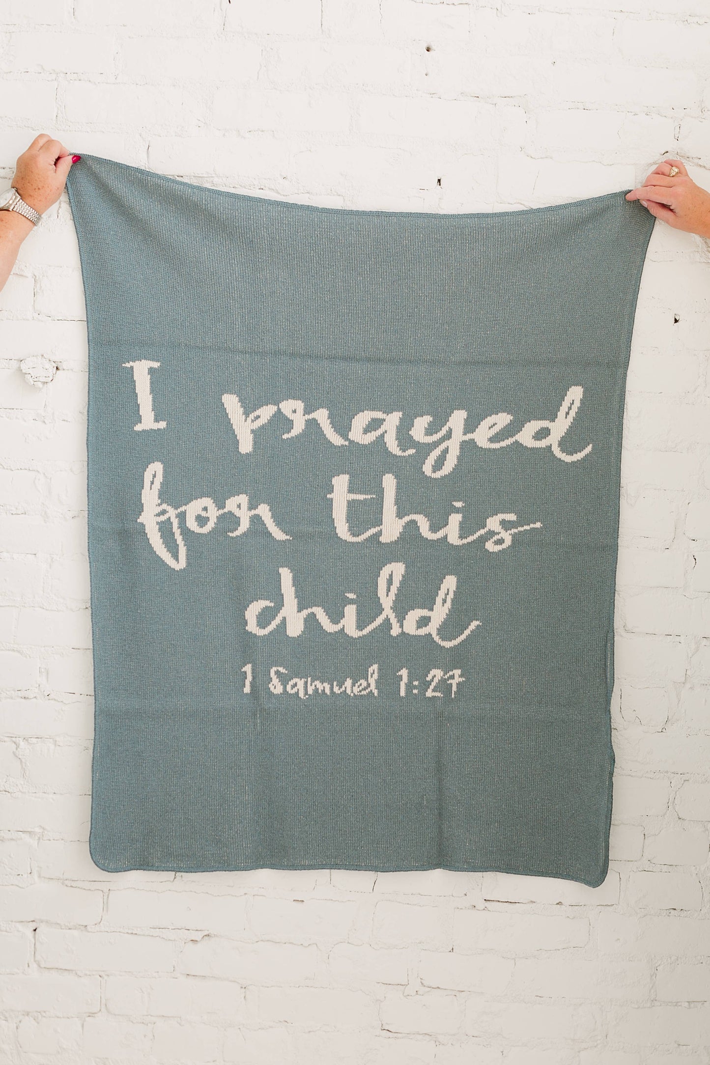 I Prayed For This Child Knit Throw | Blue