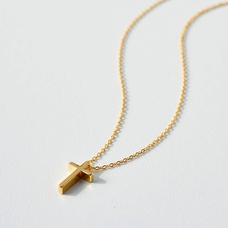 Gold Cross Charm Collar Necklace