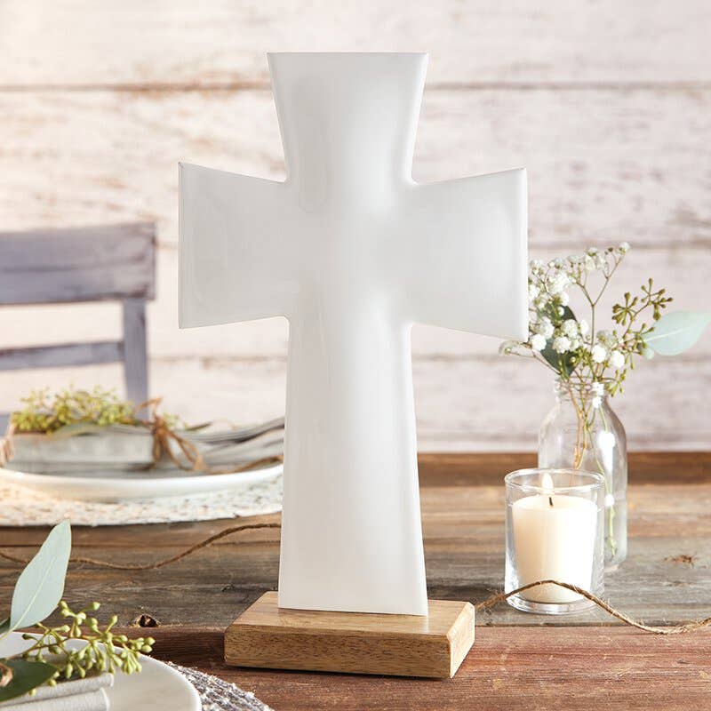 Enamel Cross Decor | White