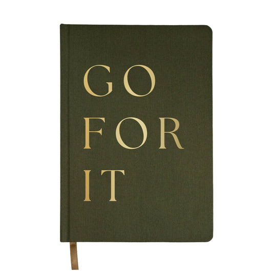 Go For It Olive and Gold Foil Fabric Journal