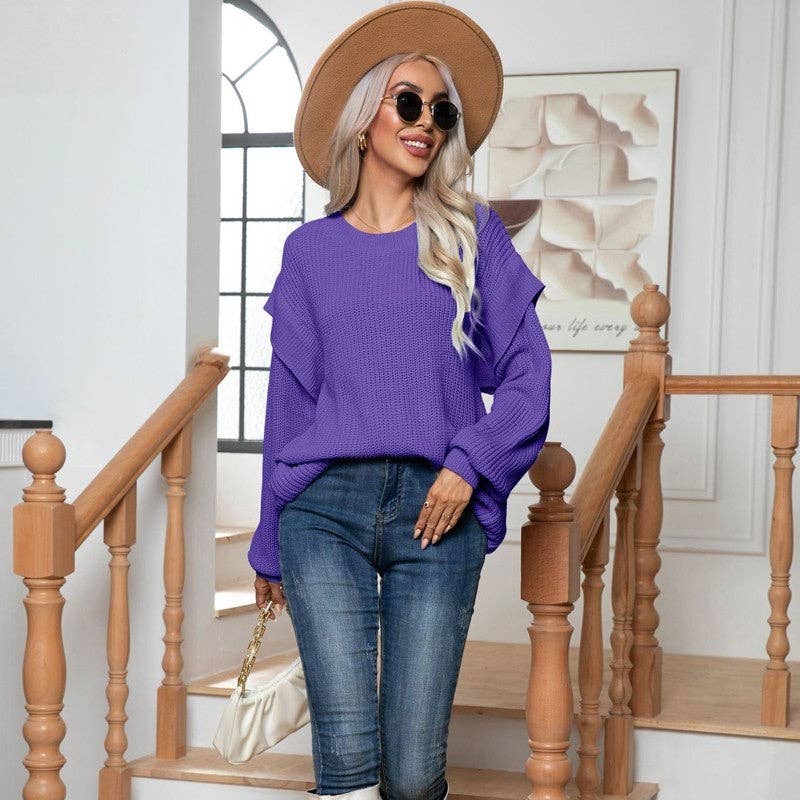 Layered Sleeve Sweater | Purple