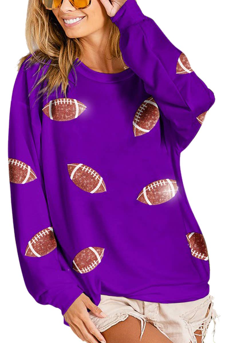 Football Sequin Sweatshirt | Purple
