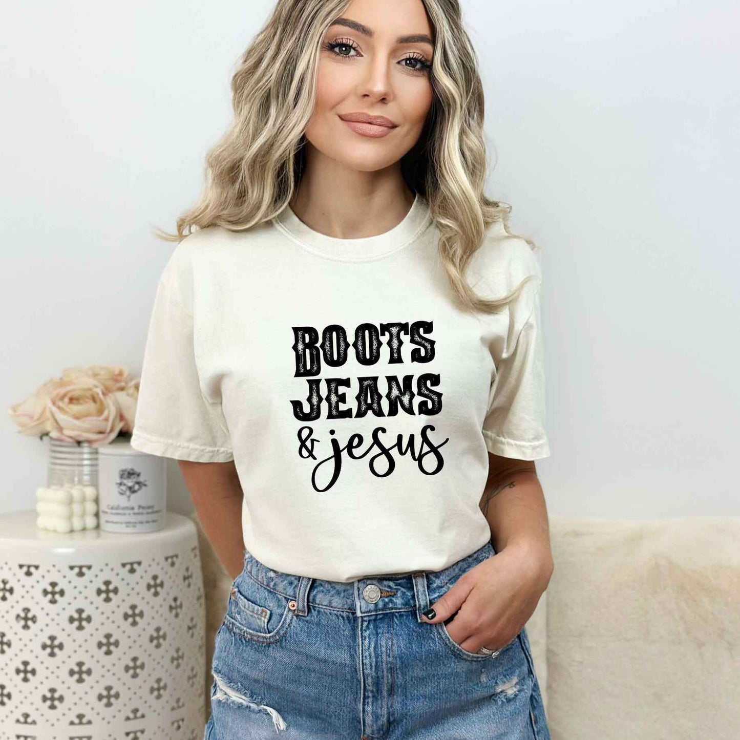 Boots Jeans & Jesus Garment Dye Tee