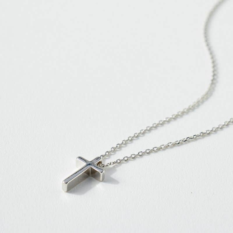 Silver Cross Charm Collar Necklace