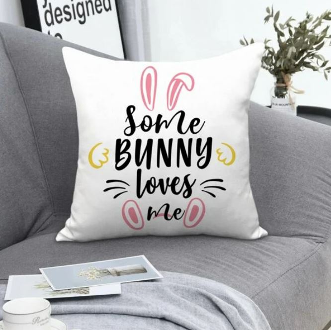Easter Some Bunny Loves Pillow Cover