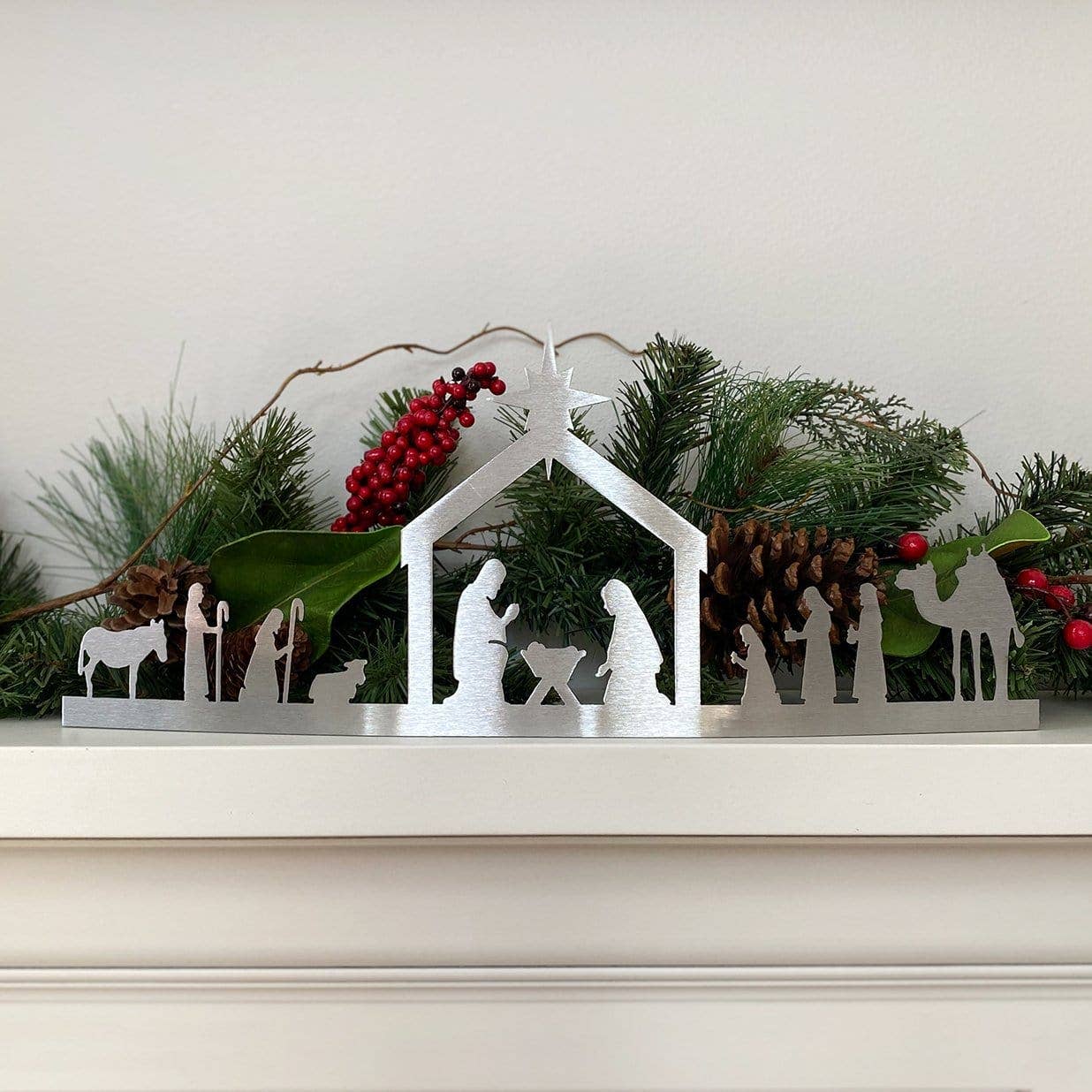 Single Piece Nativity - Indoor Metal Nativity Set with Figurines
