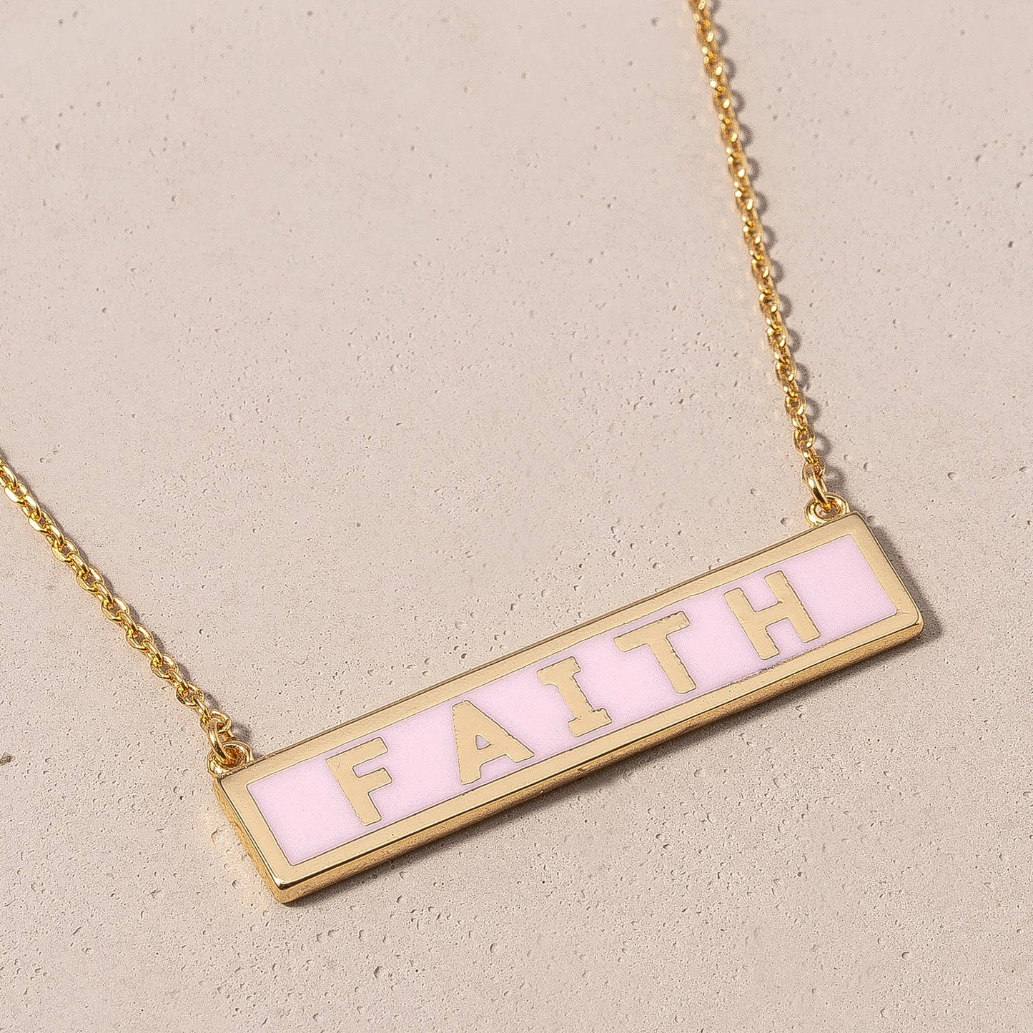 FAITH Pink Tag Charm Necklace