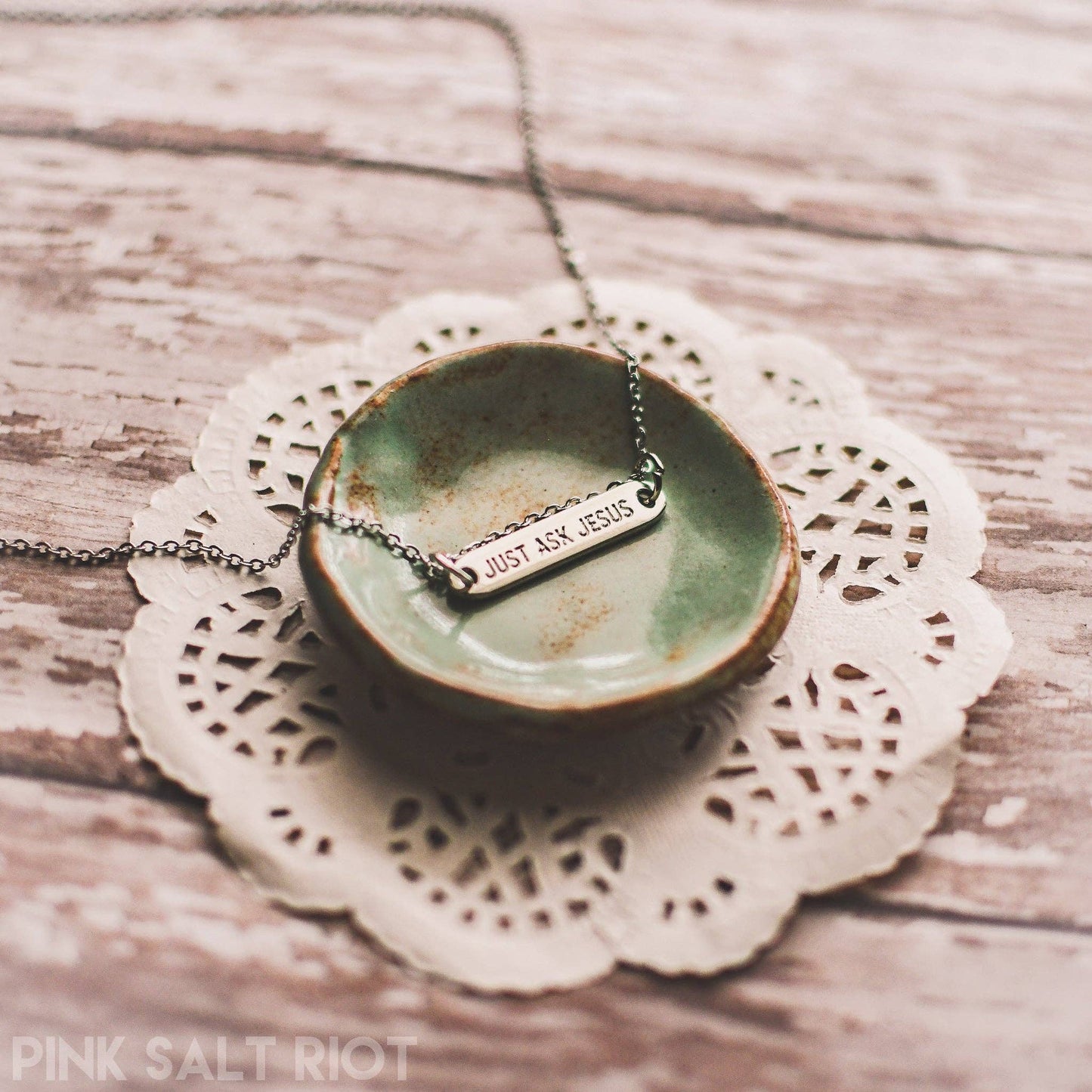 Just Ask Jesus Silver Bar Necklace