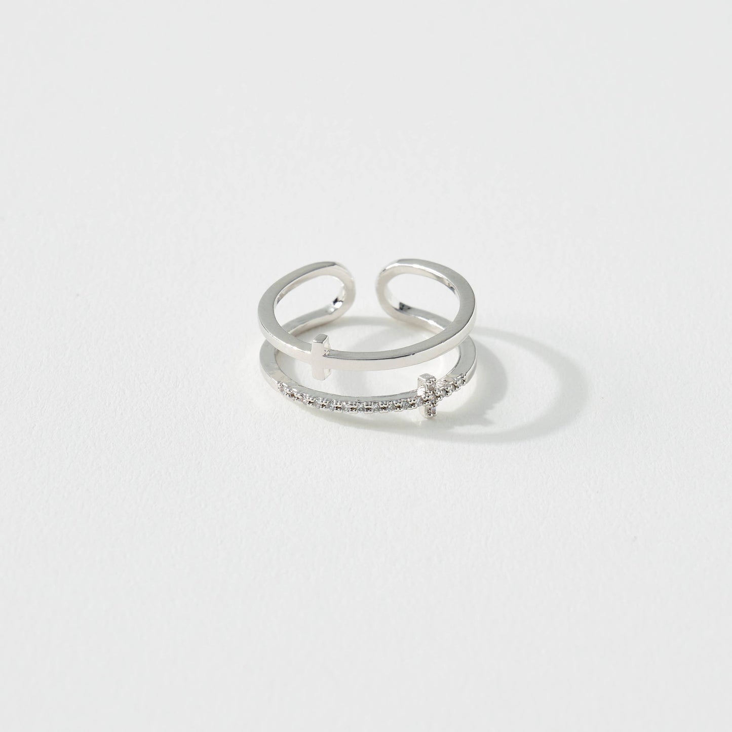 Cubic Zirconia Cross Ring | Silver