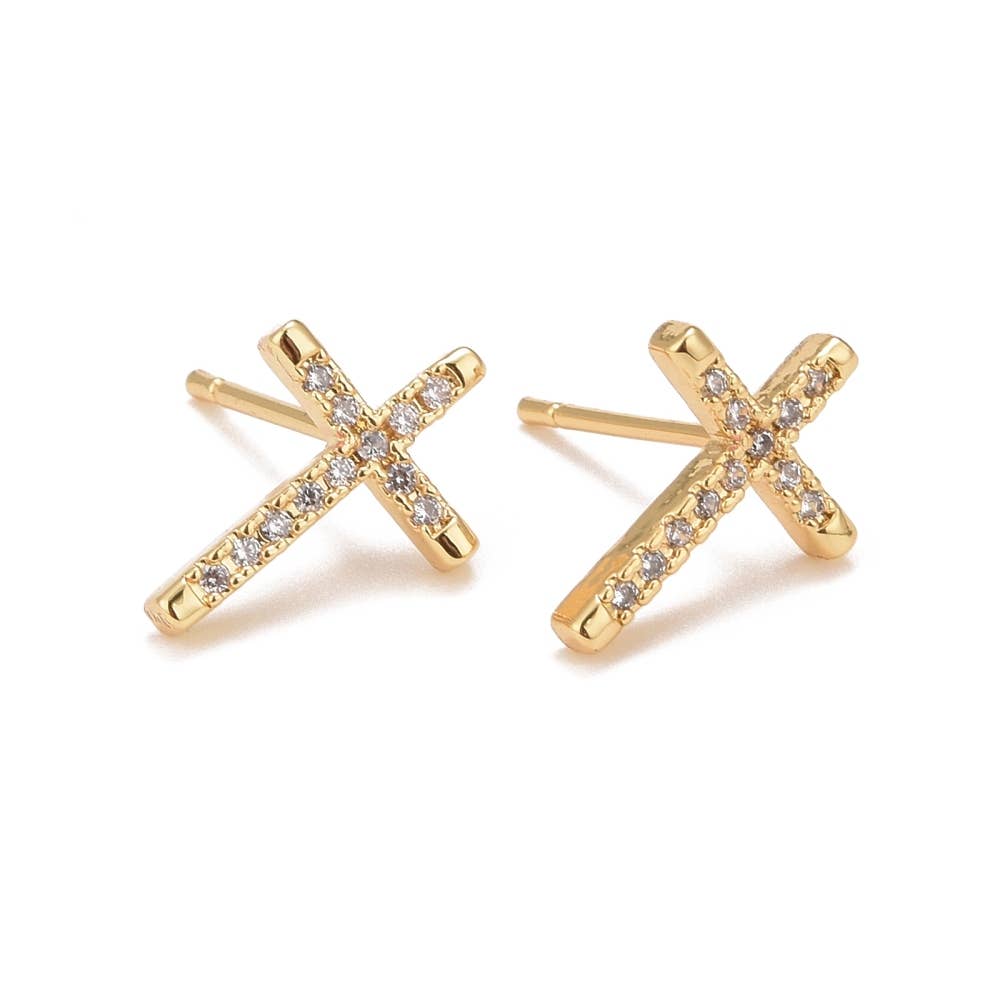 CZ Cross Stud Earrings
