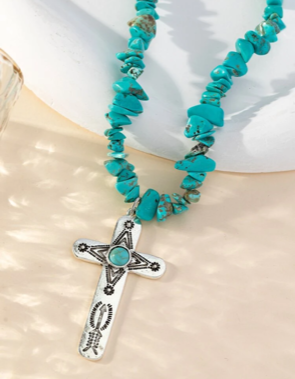 Western turquoise 2025 cross necklace