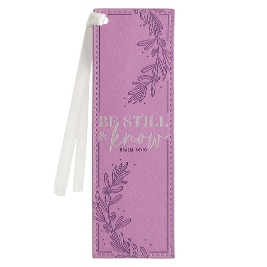 Bookmark Lilac Faux Leather | Be Still Psalm 46:10