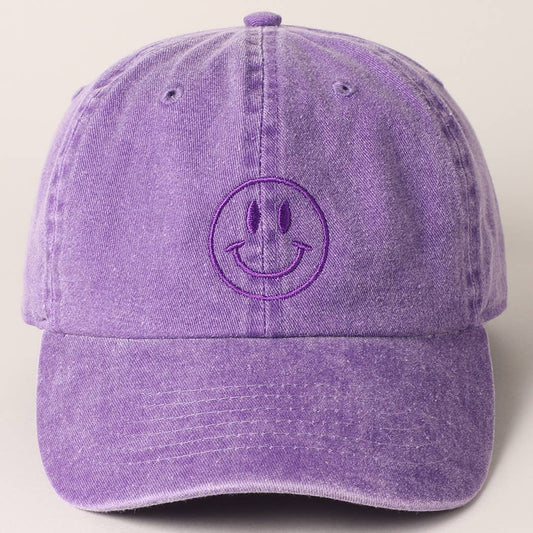 Happy Face Baseball Cap | Lavender