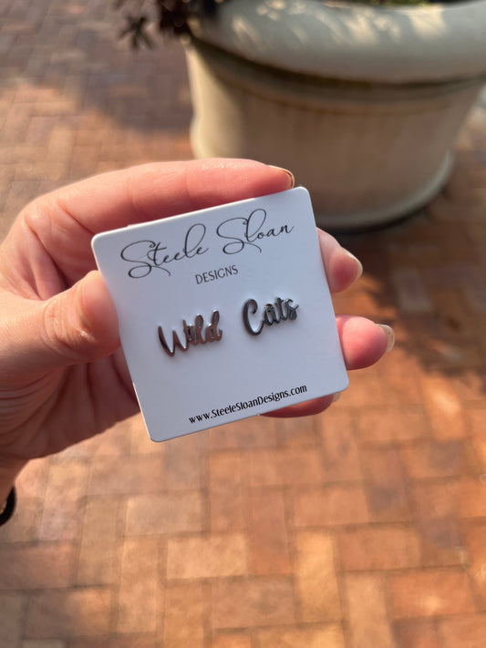 Wild Cats Name Earrings | Silver