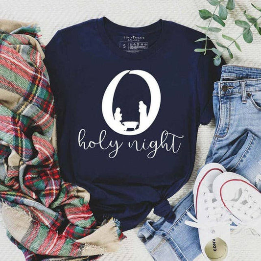 O Holy Night Christmas T-Shirt | Navy