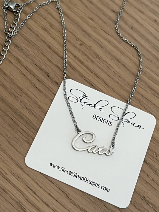 Cats Name Necklace | Silver