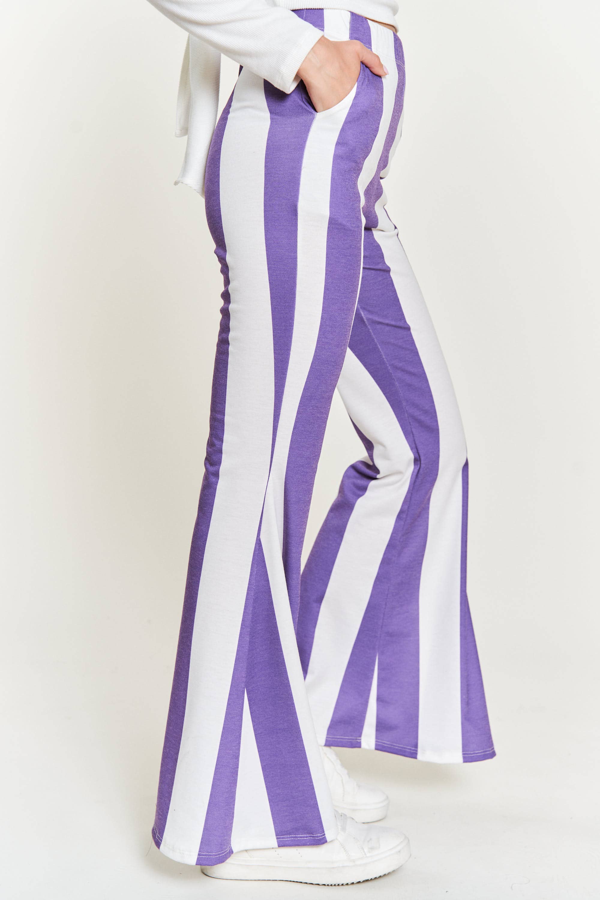 Blue and white striped bell bottoms online