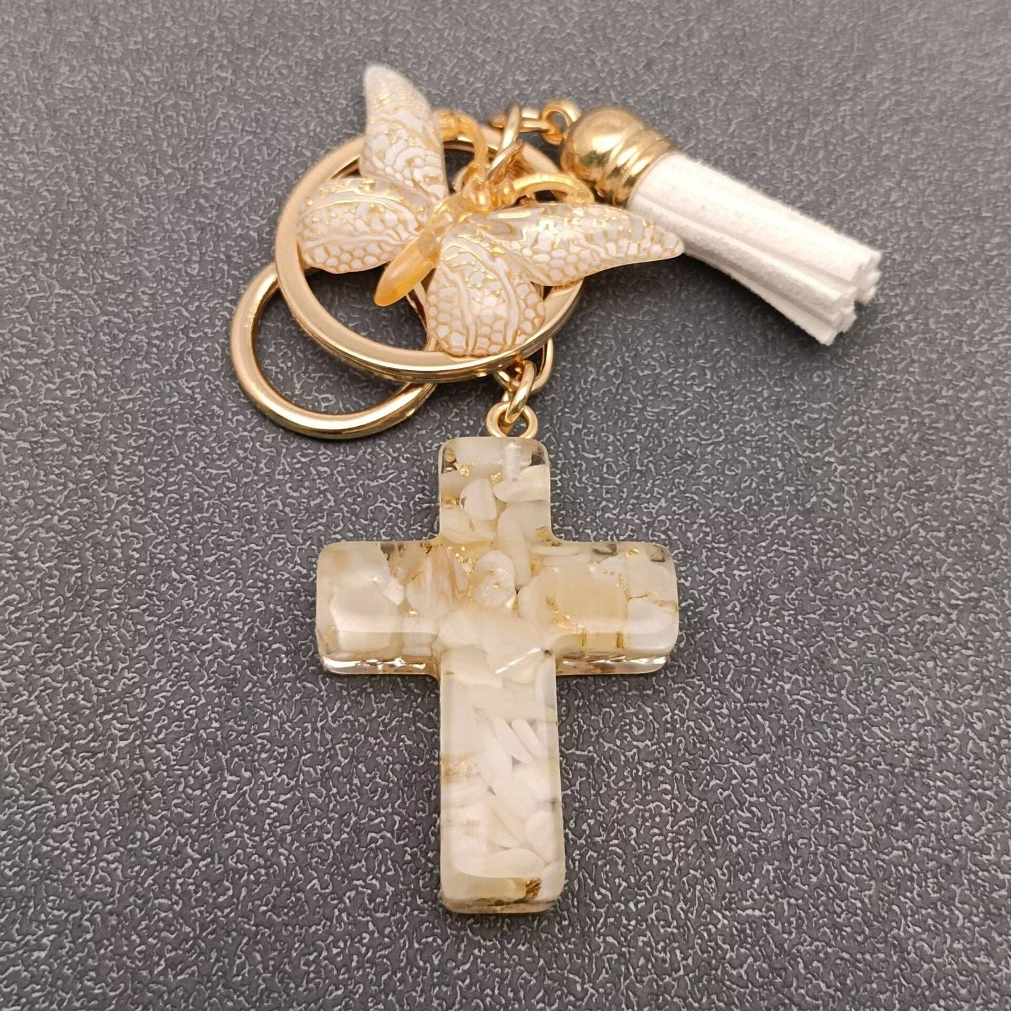 Cross & Butterfly Keychain