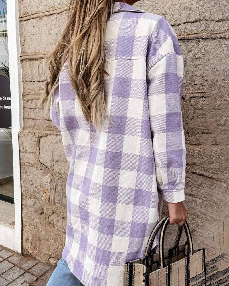 Lavender Plaid Long Shacket