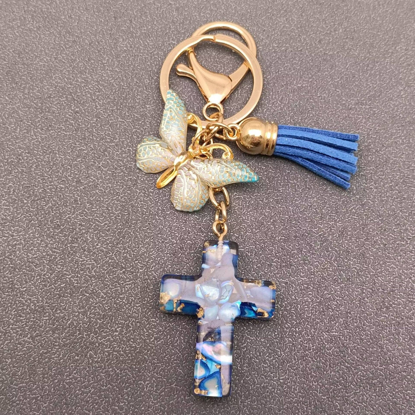 Cross & Butterfly Keychain