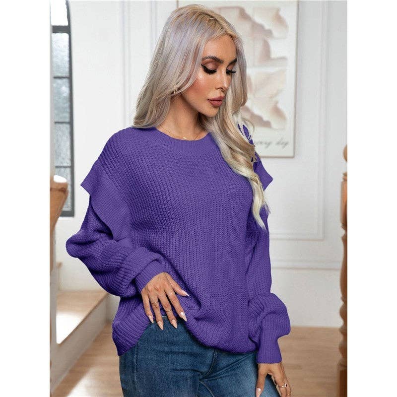 Layered Sleeve Sweater | Purple