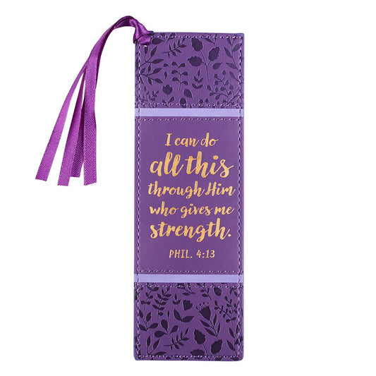 Bookmark Purple Faux Leather | I Can Do All This Phil. 4:13