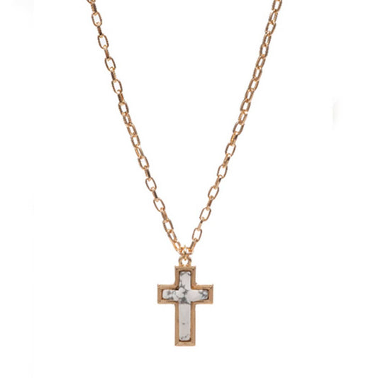 Cross & Semi-Precious Stone Necklace