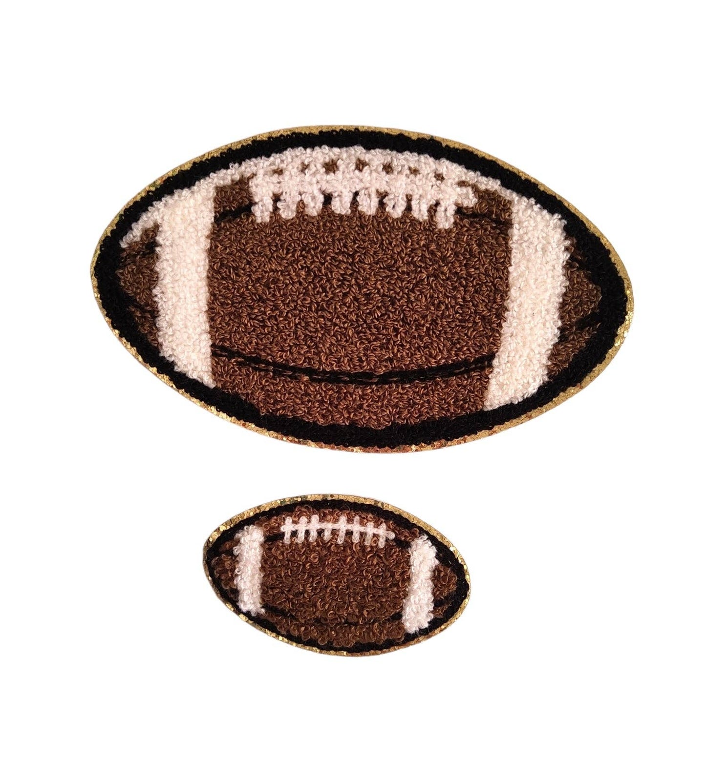 Football Chenille Iron On Patch: Large 6.45 x 4"