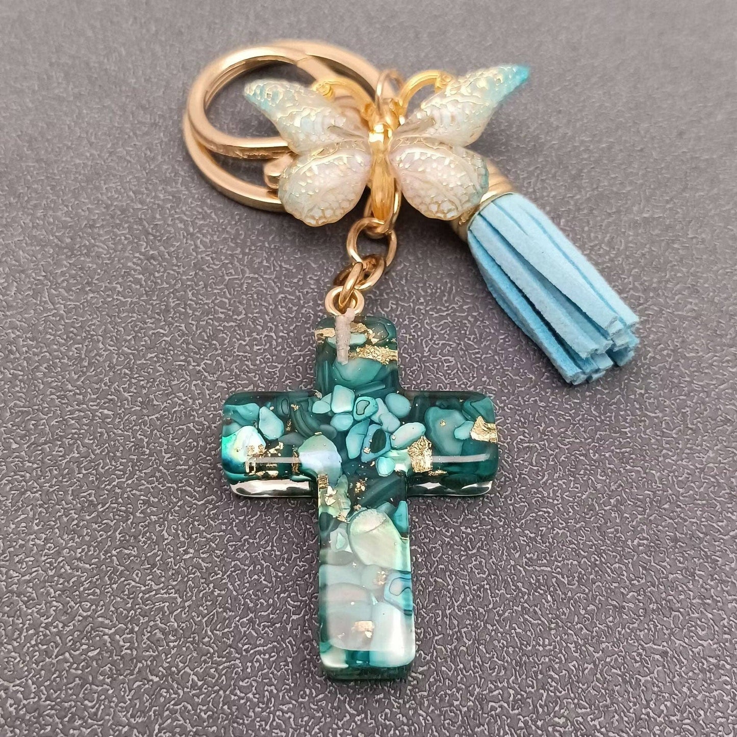 Cross & Butterfly Keychain